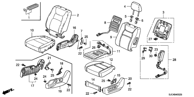 2012 Honda Ridgeline Front Seat (Driver Side) Diagram