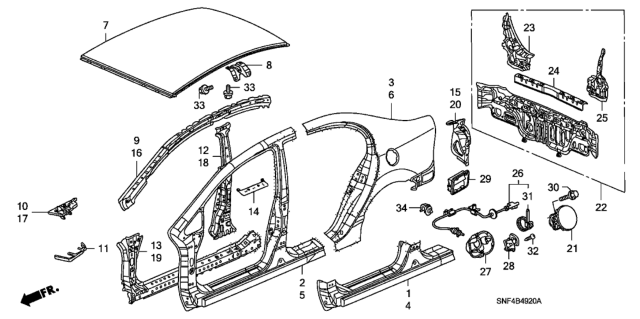 2009 Honda Civic Stiffener, RR. Bumper Face Diagram for 66118-SNA-A00ZZ