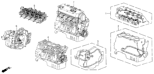 1993 Honda Civic Gasket Kit - Engine Assy.  - Transmission Assy. Diagram