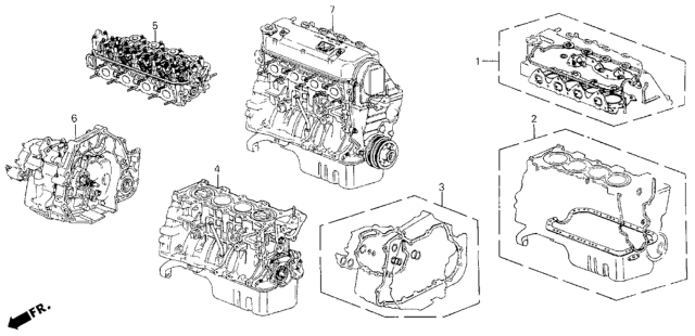 1992 Honda Civic Gasket Kit - Engine Assy.  - Transmission Assy. Diagram