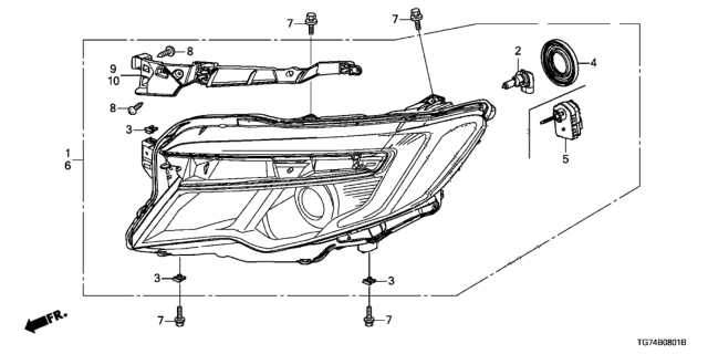 2021 Honda Pilot Headlight Assembly, Passenger Side (Stanley) Diagram for 33100-TG7-A21