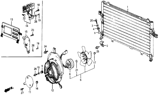 1987 Honda Civic A/C Condenser (Keihin) Diagram