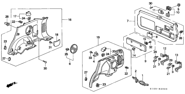 2000 Honda CR-V Cover, Flexible Cargo Hook *NH264L* (CLASSY GRAY) Diagram for 84434-S10-003ZB