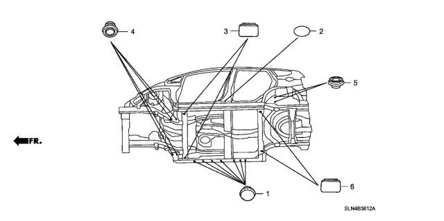 2008 Honda Fit 5 Door BASE KA 5MT Grommet (Lower) Diagram