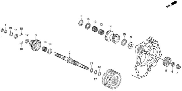 1993 Honda Prelude Gear, Secondary Shaft Second Diagram for 23431-P19-000