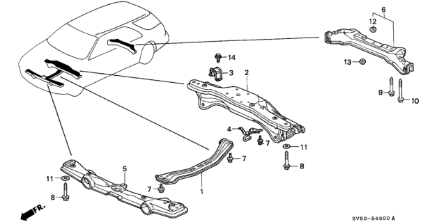 1996 Honda Accord Rear Beam - Cross Beam Diagram