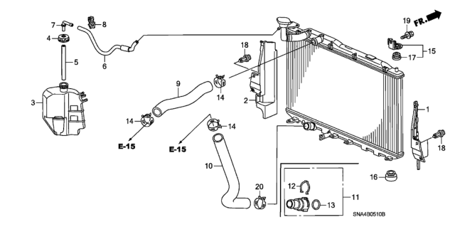 2006 Honda Civic Radiator Hose - Reserve Tank (1.8L) Diagram