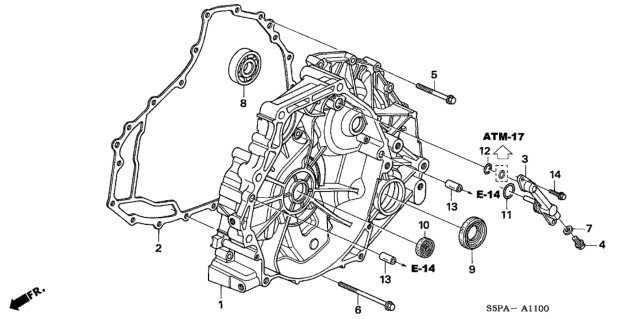 2005 Honda Civic AT Flywheel Case (CVT) Diagram