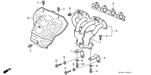 1999 Honda Civic Stay, R. Exhuast Manifold Diagram for 11941-P2P-A00