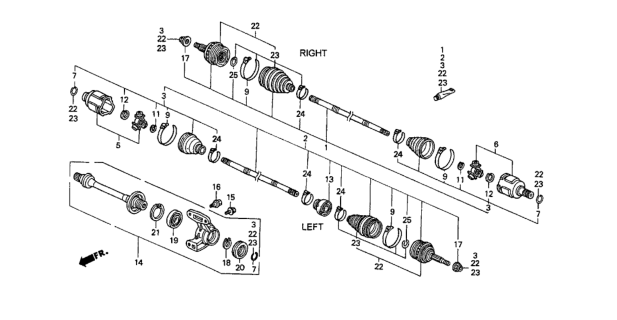 1994 Honda Prelude 2 Door SIVTEC KA 5MT Driveshaft - Half Shaft Diagram