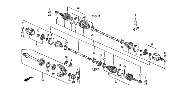 1993 Honda Prelude Joint, Inboard Diagram for 44310-SS0-901