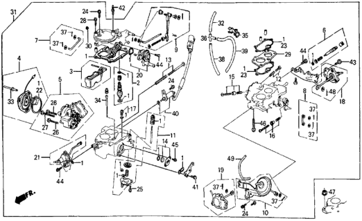 1984 Honda Civic Carburetor Assembly (Ea10B) Diagram for 16100-PE1-724
