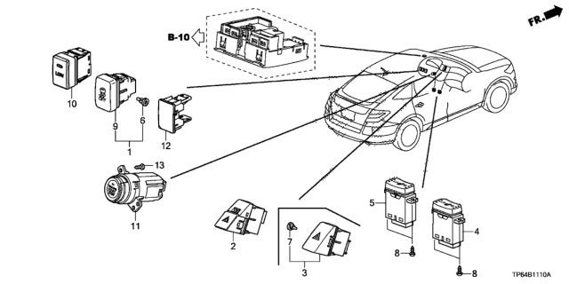 2013 Honda Crosstour Switch, Vsa Off Diagram for 35300-TV0-003