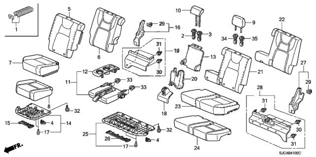 2011 Honda Ridgeline Armrest Assembly, Rear Seat (Atlas Gray) Diagram for 82180-SJC-A01ZE