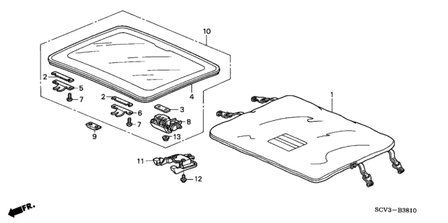 2004 Honda Element Garnish, Roof Hatch Handle *NH220L* (CLEAR GRAY) Diagram for 85900-SCV-A00ZA