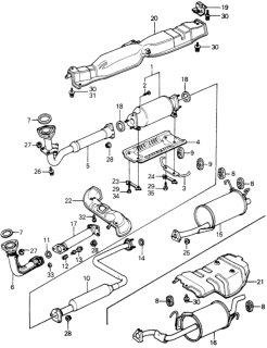 1982 Honda Civic 5 Door ** (WAGOVAN) KA HMT Exhaust System Diagram