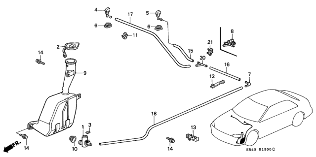 1995 Honda Civic Tank (FR) Diagram for 76841-SR3-A01