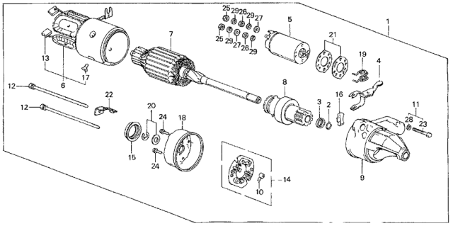 1984 Honda Civic Starter Motor (Hitachi) (0.8KW) Diagram