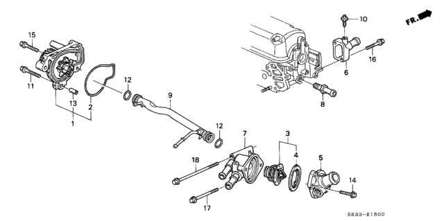 1994 Honda Civic Water Pump - Thermostat Diagram