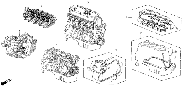 1996 Honda Del Sol Gasket Kit - Engine Assy.  - Transmission Assy. Diagram