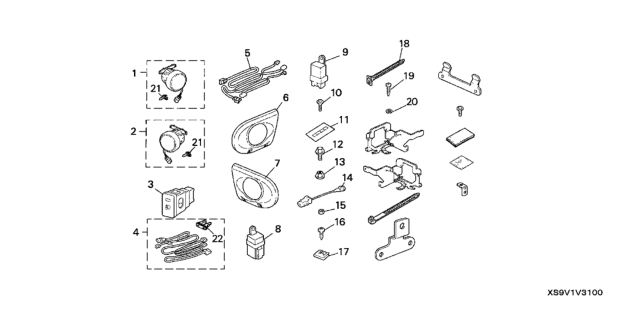 2003 Honda Pilot Foglight (Without Lower Trim Cover) Diagram