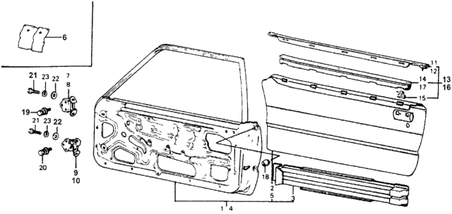 1977 Honda Accord Hinge, Passenger Side Door (Upper) Diagram for 75710-671-000ZZ