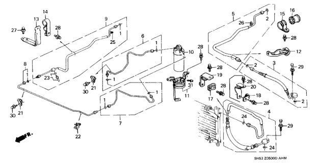 1988 Honda Civic 5 Door ** (WAGOVAN) KA 5MT A/C Hoses - Pipes Diagram