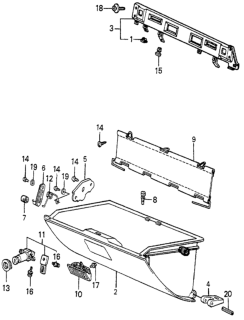 1985 Honda Accord Glove Box Components Diagram