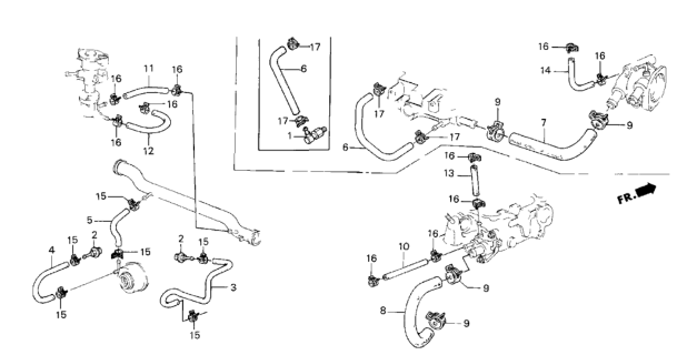 1986 Honda CRX Water Hose - Tube Clip Diagram