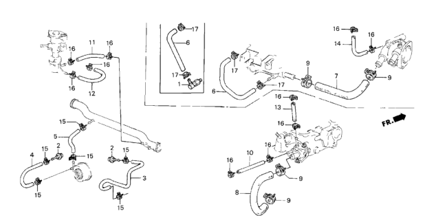 1986 Honda CRX Hose A, Water Diagram for 19524-PE2-000