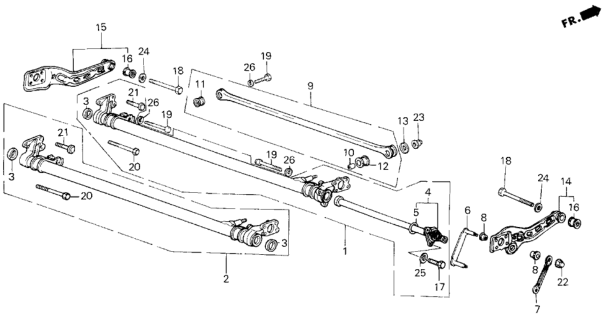 1987 Honda Civic Arm, Right Rear Trailing Diagram for 52371-SB3-664