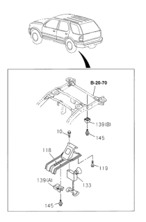 1999 Honda Passport 4 Door 2EX-L KA 4AT Spare Tire Carrier Diagram
