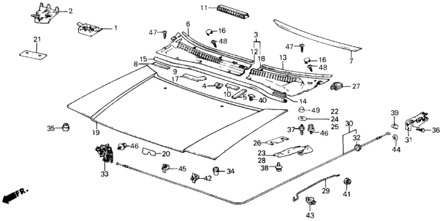 1986 Honda Civic Grommet, Hood Stay Diagram for 90670-SA0-000