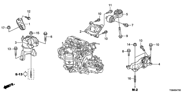 2014 Honda Civic Engine Mounts (1.8L) Diagram