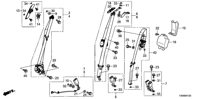 2014 Honda Fit EV Tongue Set, L. RR. Seat Belt (Outer) *NH860L* (WEBBING LIGHT GRAY) Diagram for 04828-TX9-A00ZA