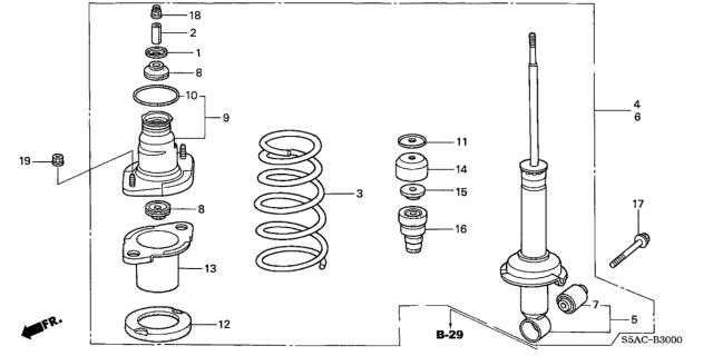 2005 Honda Civic Spring, Rear Diagram for 52441-S5D-C51