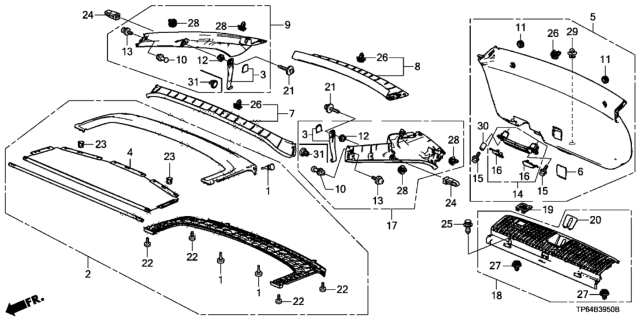 2013 Honda Crosstour 5 Door EXL (4WD) KA 6AT Tailgate Lining Diagram