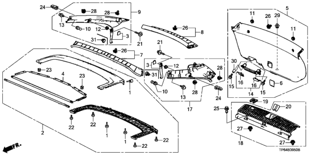 2012 Honda Crosstour Garnish Assy., L. Tailgate Side *NH167L* (GRAPHITE BLACK) Diagram for 84485-TP6-A11ZA