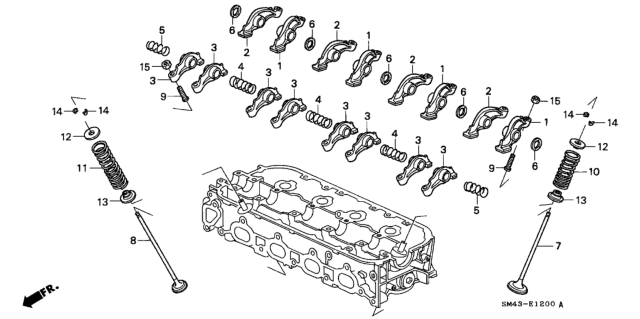 1993 Honda Accord 4 Door EX KA 5MT Valve - Rocker Arm Diagram