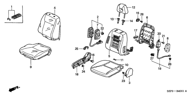 2003 Honda Civic Front Seat (Passenger Side) Diagram