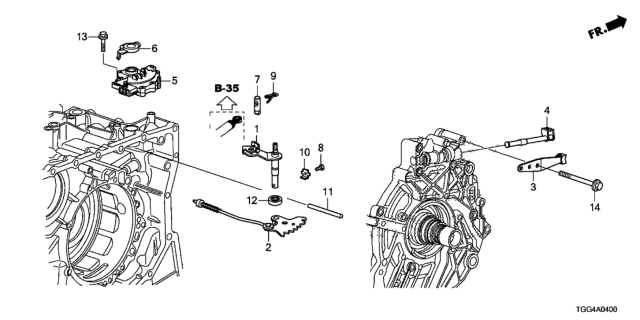 2020 Honda Civic AT Control Shaft - Position Sensor Diagram