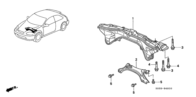 1996 Honda Civic 3 Door CX KA 4AT Rear Beam Diagram