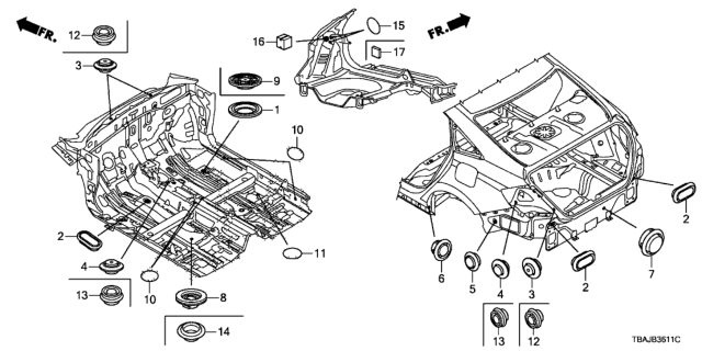 2019 Honda Civic Grommet (Rear) Diagram