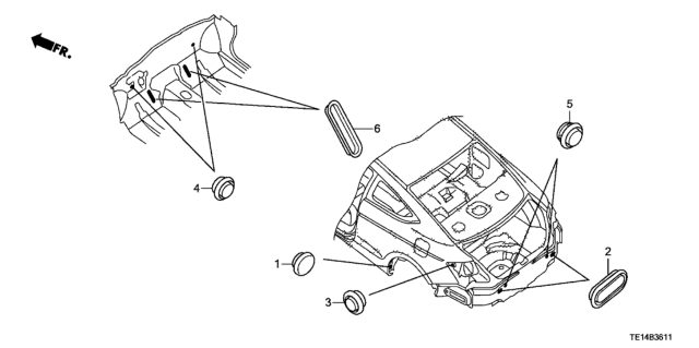 2012 Honda Accord 2 Door EX KA 5MT Grommet (Rear) Diagram