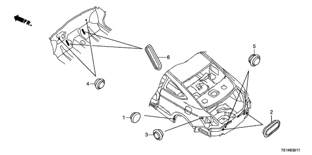 2012 Honda Accord Grommet (Rear) Diagram