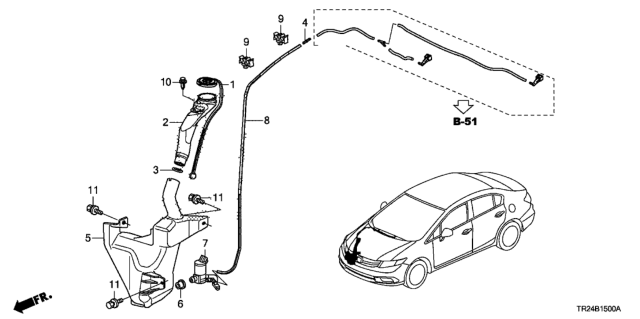 2012 Honda Civic Tank, Washer (2.5L) Diagram for 76841-TR0-A01