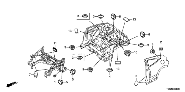 2017 Honda Civic Grommet (Front) Diagram