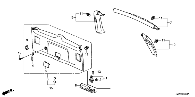 2010 Honda Pilot 5 Door EX-L (2WD) KA 5AT Tailgate Lining Diagram