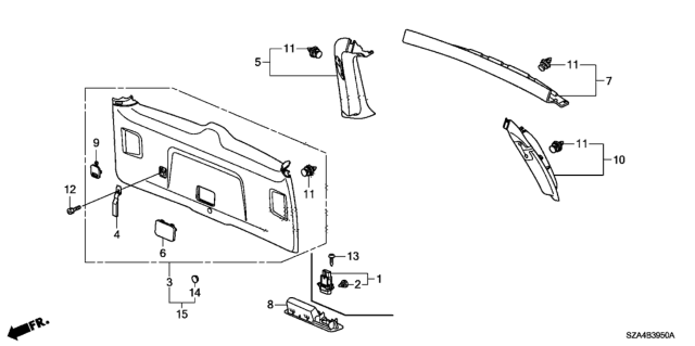 2013 Honda Pilot Lining Assy., Tailgate *YR309L* (LIGHT BEIGE) Diagram for 84431-SZA-A02ZD