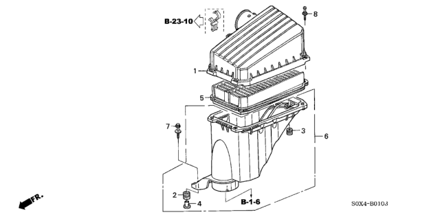 2004 Honda Odyssey Case Set, Air Cleaner Diagram for 17244-P8F-S10